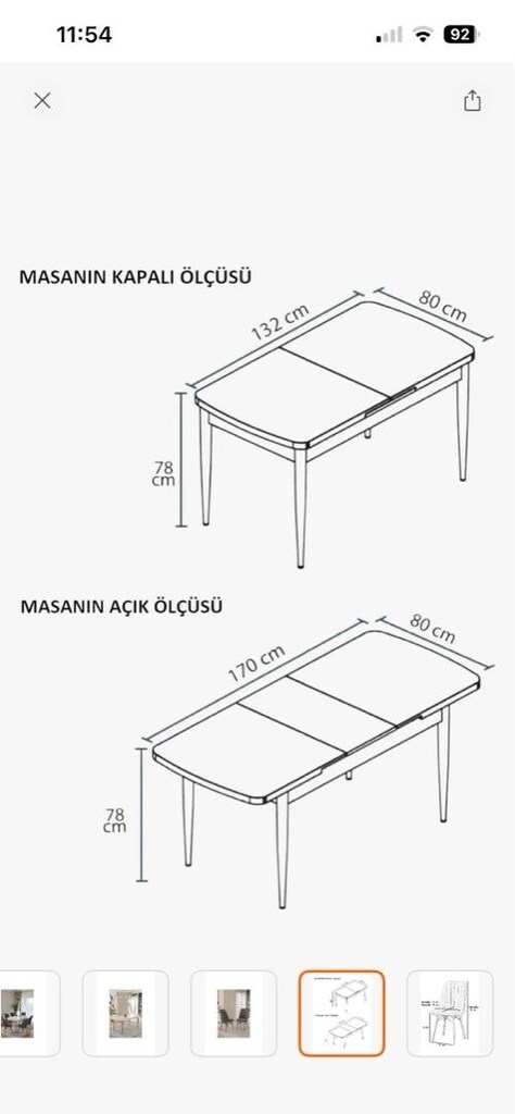 3 ay kullanılmış, 6 kişilik mutfak masası - 3