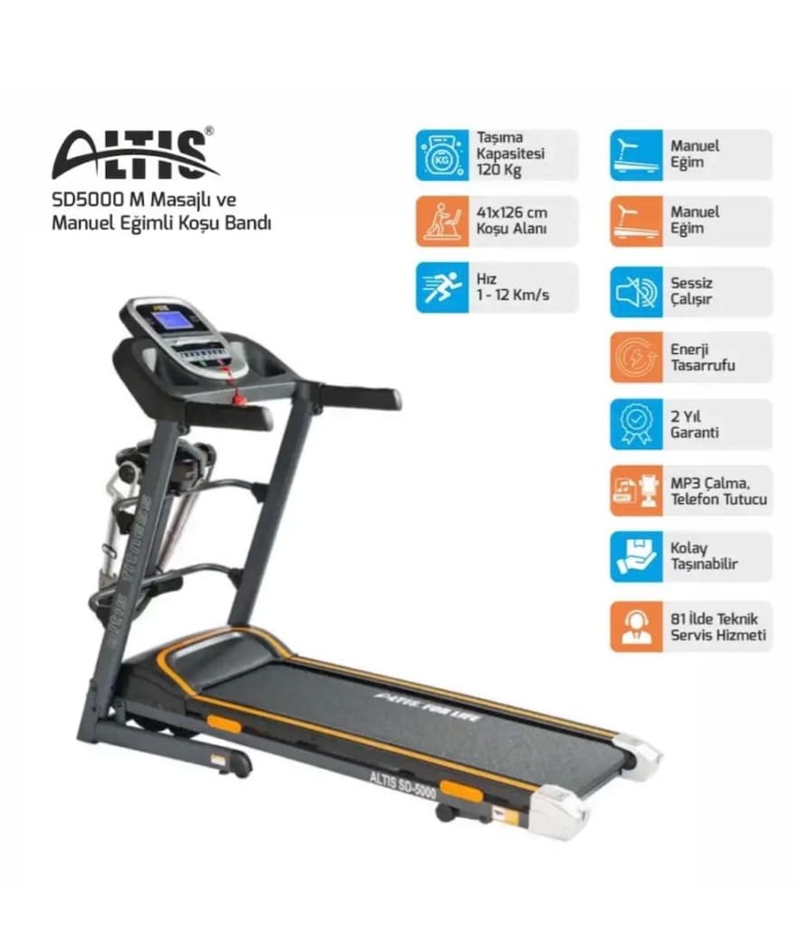 Altis SD5000 M 2,5 Hp Masajlı ve Manuel Eğimli Koşu Bandı - 5