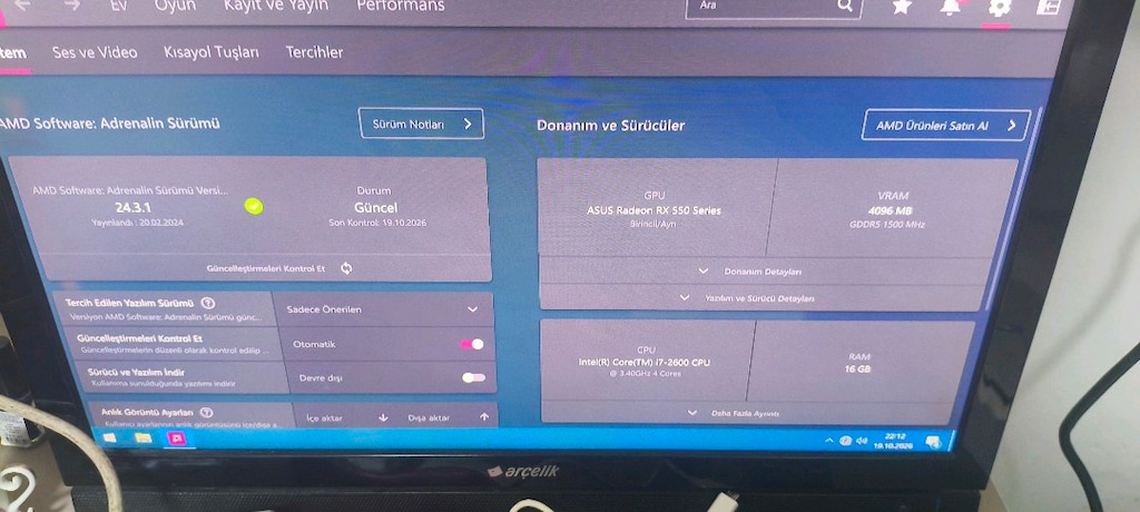 GAMİNG KASA. İ7 _16GB RAM_4GB RX 550_120 SSD+500 HDD_RGB KASA_GTA 5 - 6