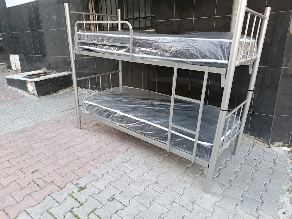 İMALATTAN DEMIR GRI RANZA İKİ YATAK ÜCRETSİZ TESLİMAT - 6