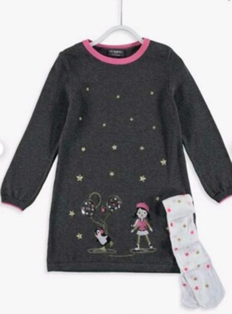 LCW GRİ TRİKO KAZAK TUNİK ELBİSE 4 5 YAŞ ÇOCUK kız mango koton zara hm