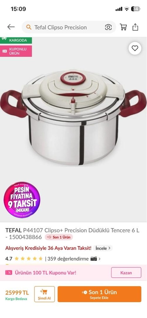 Tefal Clipso 6lt düdüklü - 5