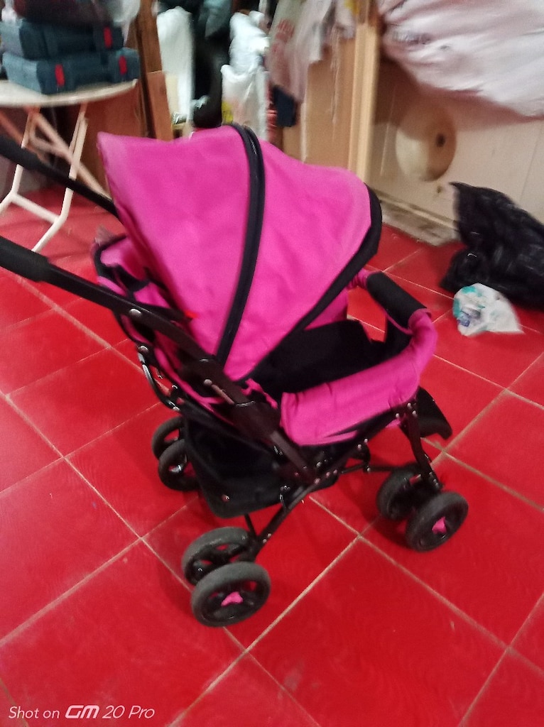 çift yönlü vişne çurugu renginde sağlam temiz bebek arabasi - 3