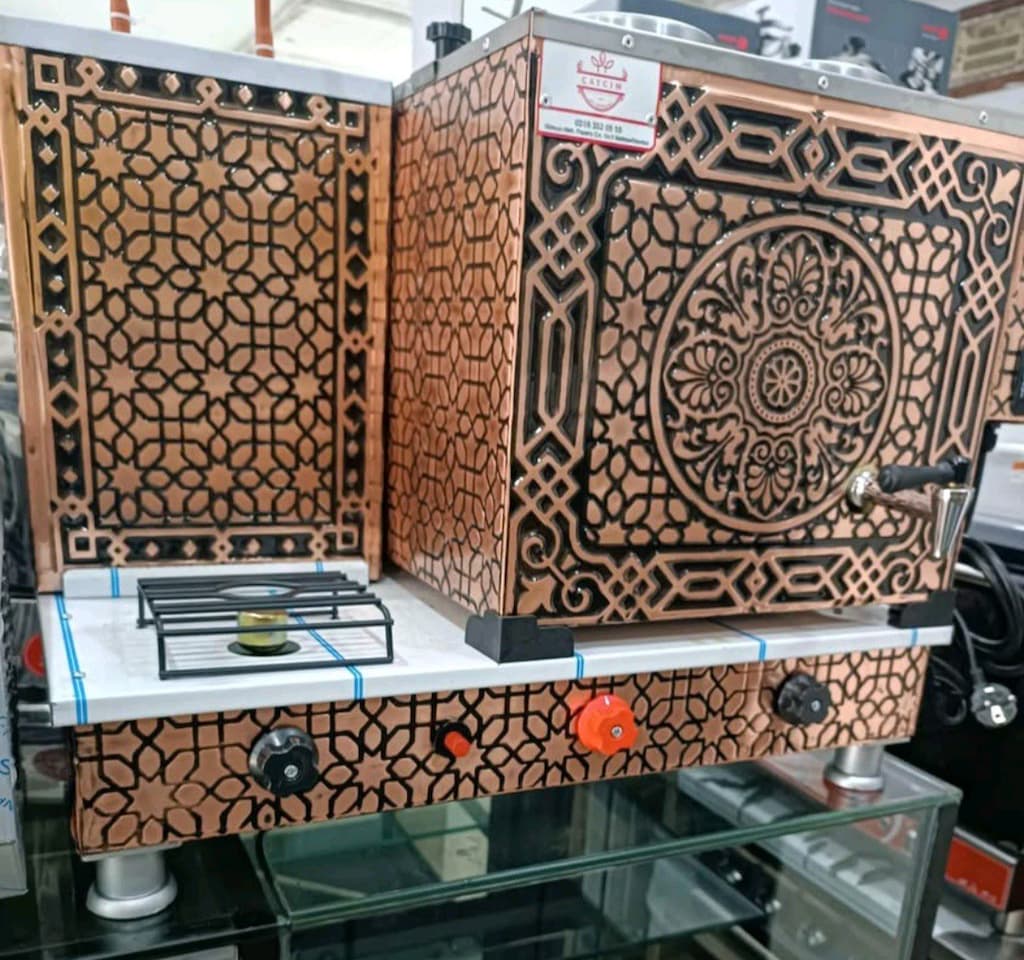 Bakır Çay Kazanı Otomatik Çay Makinesi İkili Çay Kazanı FATURALI - 2