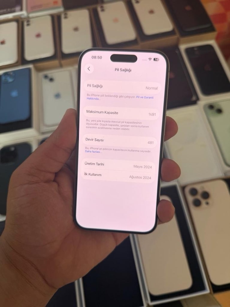 IPHONE 15PRO YD DEĞİŞENSİZ ORJ SERİ 120+35 PİL 91 - 7