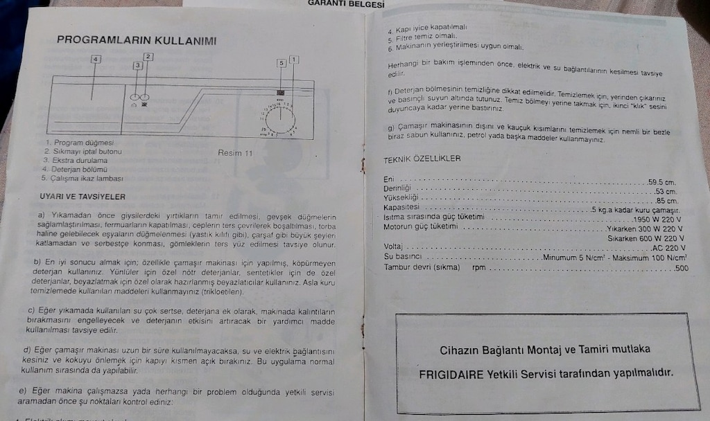 FRIGIDAIRE Çamaşır Makinası •Bilenlere Efsane Marka •Çalışır Durumda - 3