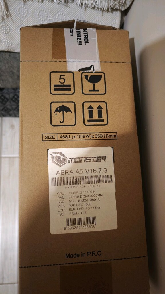 Monster Laptop ABRA A5 V16.7.3 i5 işlemci 2 yıllık cihaz kullanılmadı. - 12