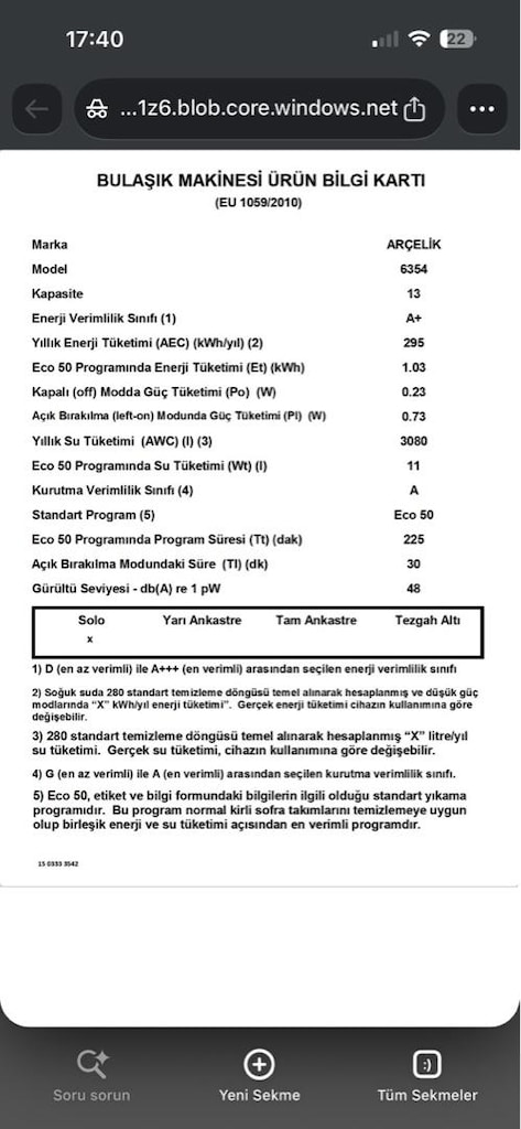 Arçelik 6354 bulaşık makinesi - 2