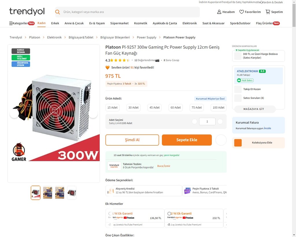 300 Watt Power Supply (sıfır) - 5