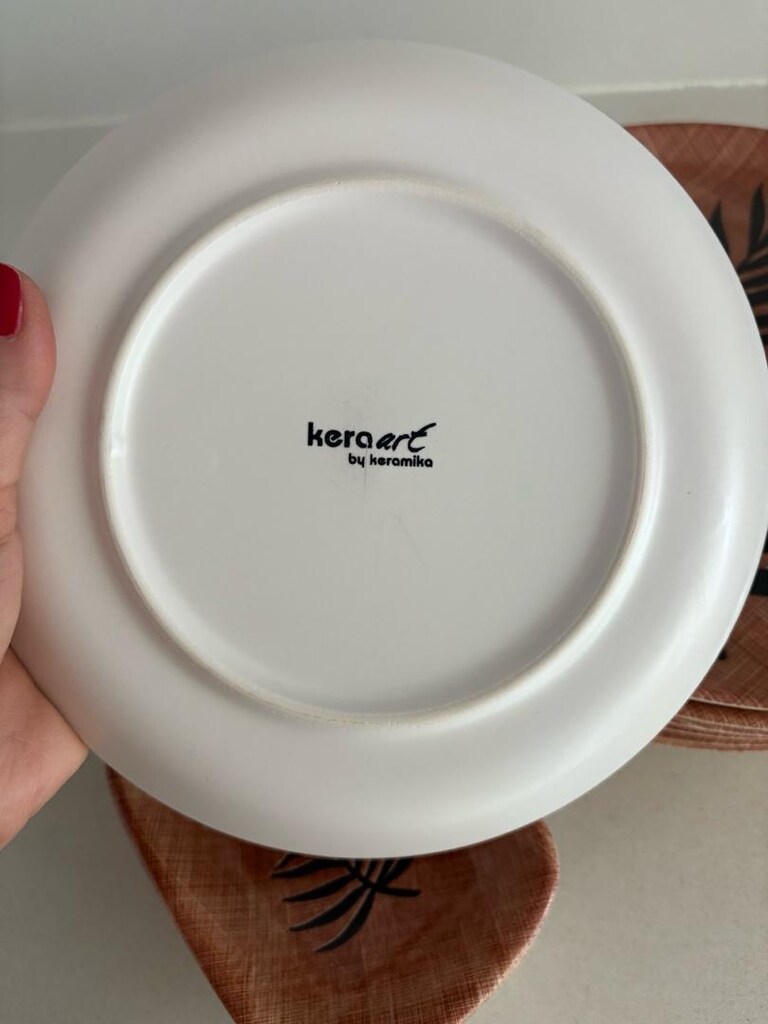 22 Parça Keramika Tatlı Pasta Servis Sunum Tabağı - 3