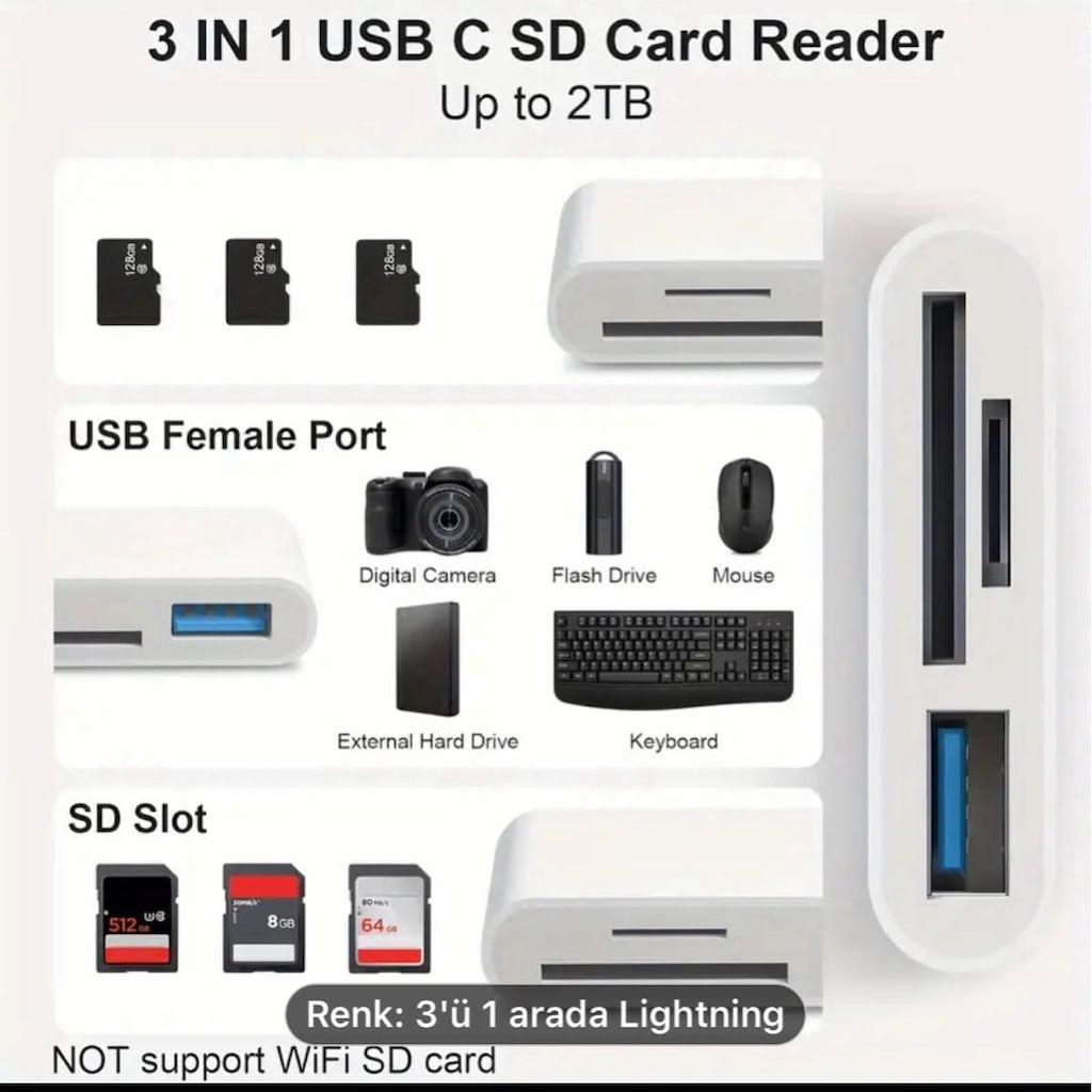 iPhone için ssd kart usb okuyucu - 3