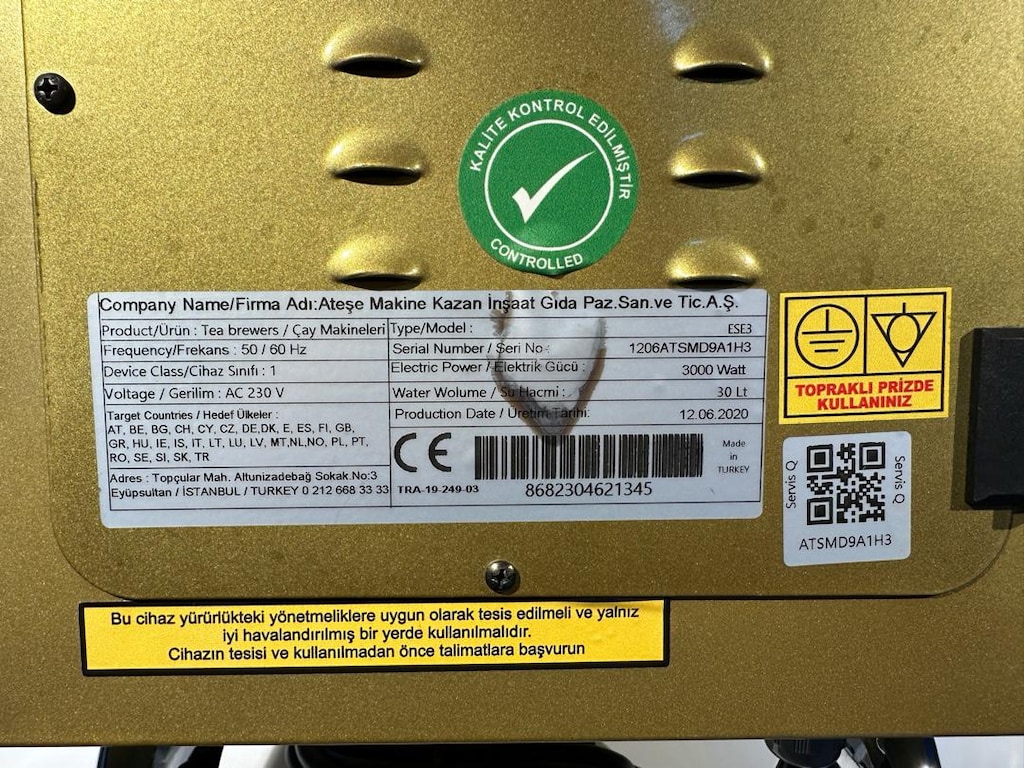 Ateşe Efes Dijital Çay Kazanı, Elektrikli, 30L - 10