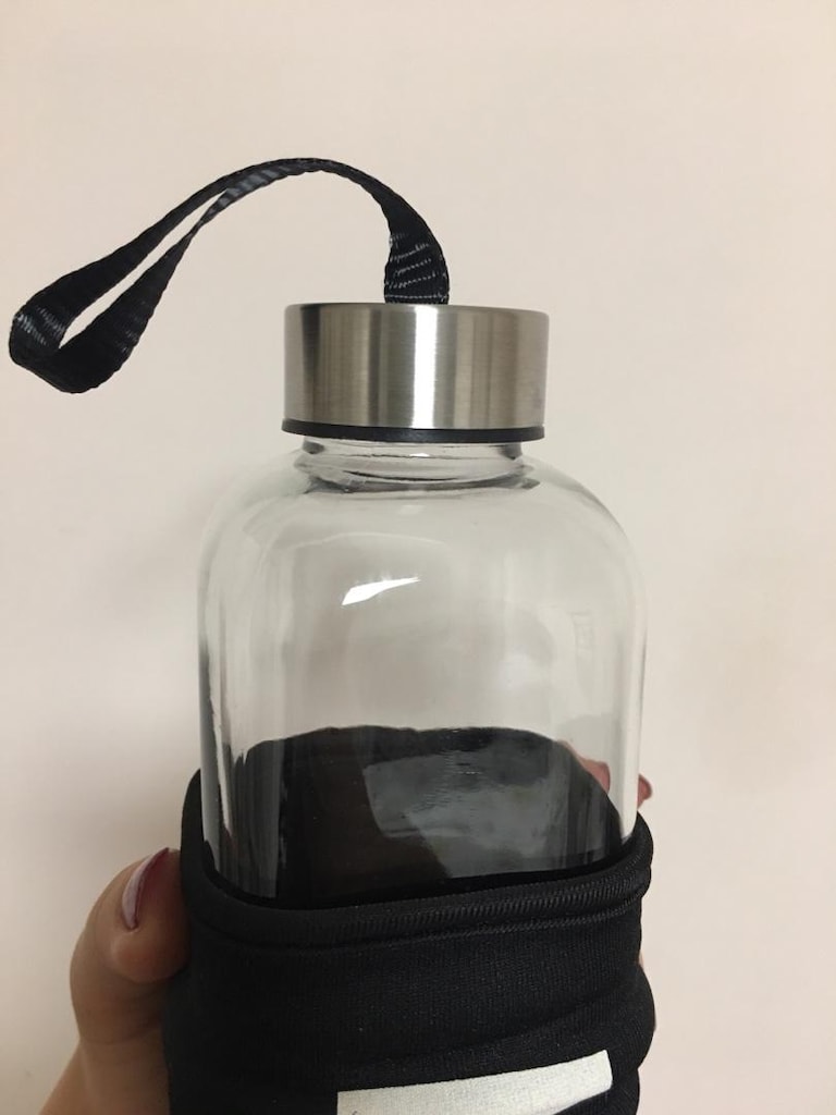 H2O Siyah Kılıflı cam Su Şişesi 500 ml - 12