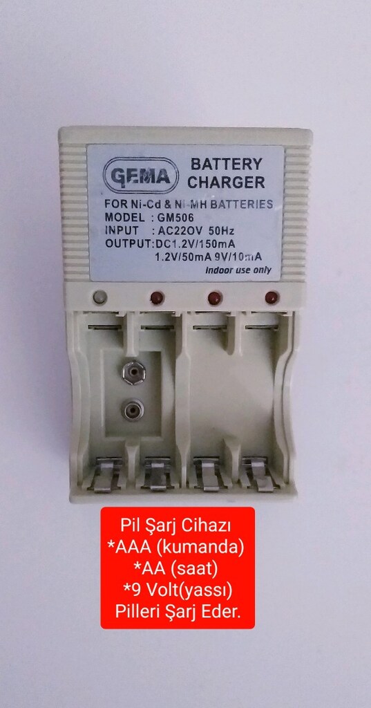 Pil Şarj Cihazı AA (saat) AAA (kumanda) Dokuz Volt Pilleri şarj eder. - 2