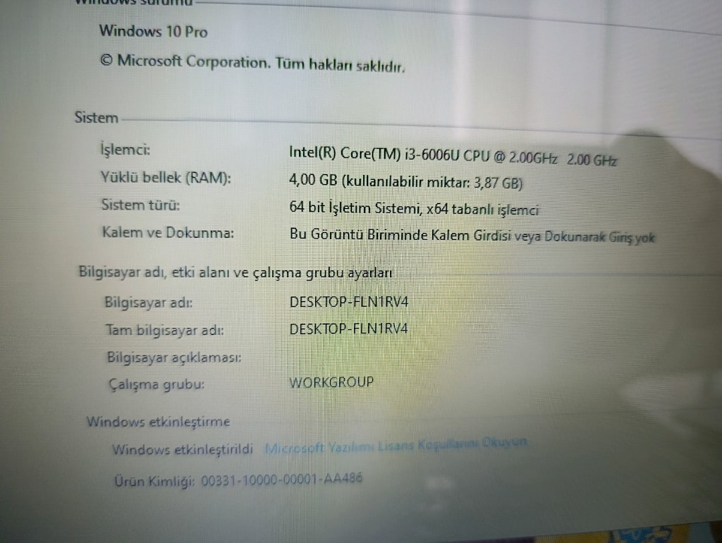 Temiz Dell Inspiron 15 (i3 6. Nesil / SSD / RAM & SSD Yükseltme İmkan - 8