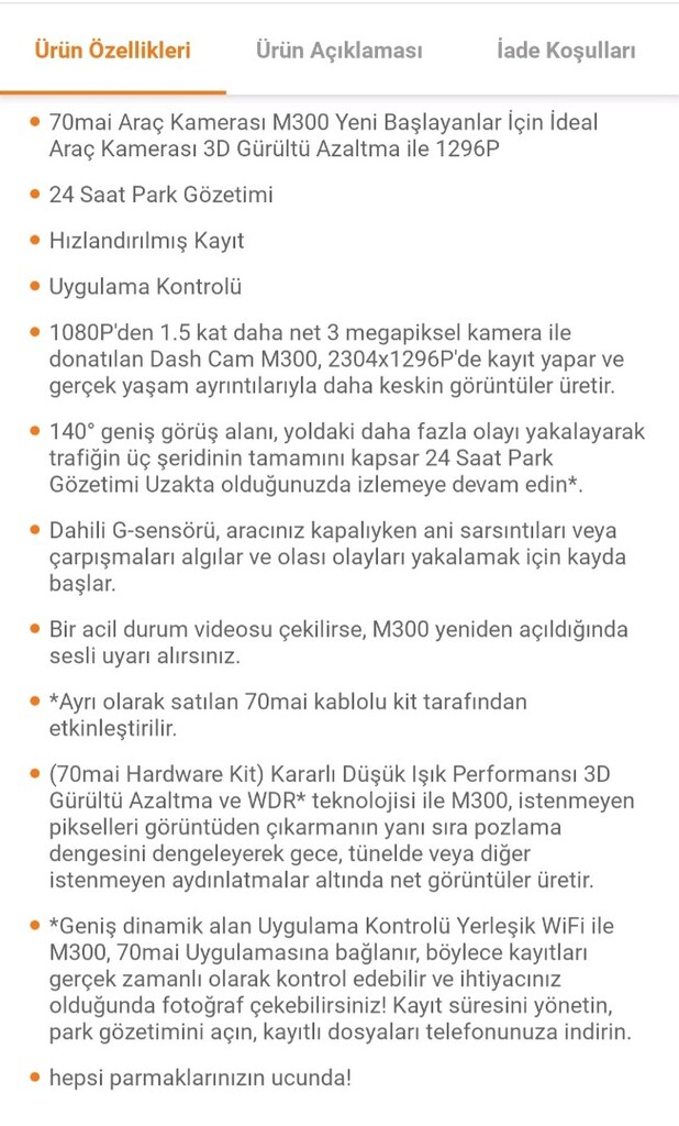 70mai M300 Araç Kamerası 1296p - 4