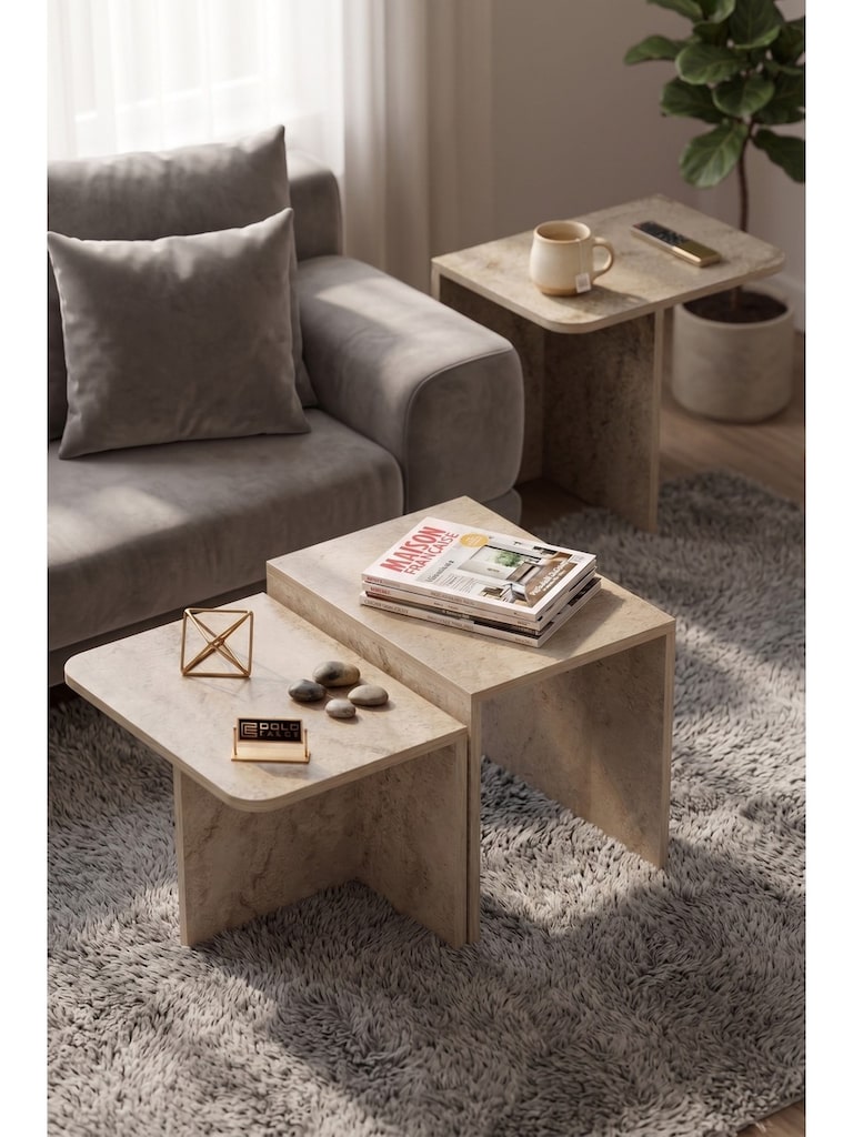 ORTA SEHPA, 3' LÜ MODERN YAN SEHPA, MODERN SALON SEHPA TAKIMI - 2