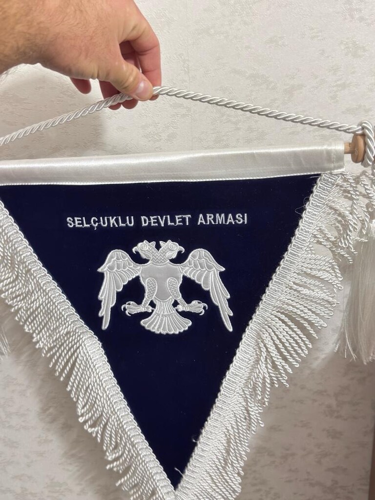 Duvar dekorasyonu Kadifeli Osmanlı Tuğralı ve Selçuklu kartal armalı - 4