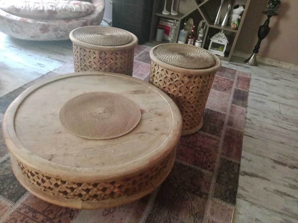 el yapımı ahşap sehpa seti - 3