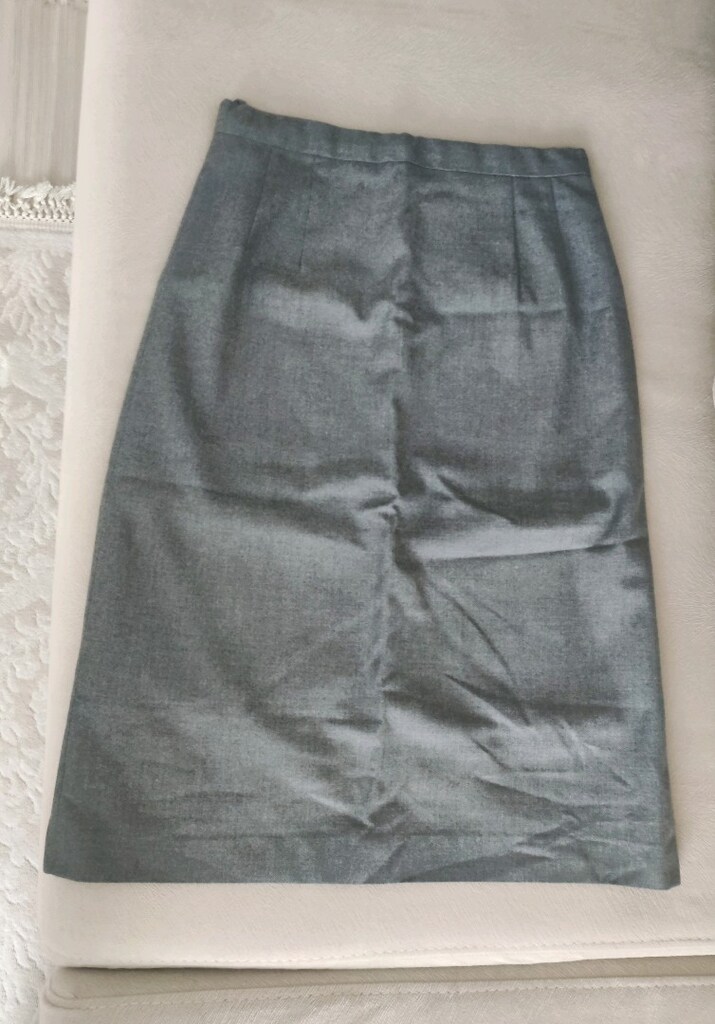 GRİ PAMUK KUMAŞ KALEM ETEK S M retro İpekyol beymen özel dikim - 2