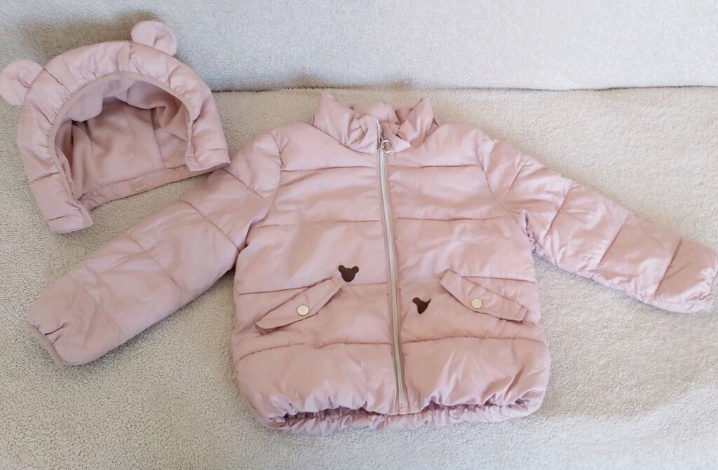 6-7 yaş H&M ayıcık şapkalı kız çocuk montu - 5