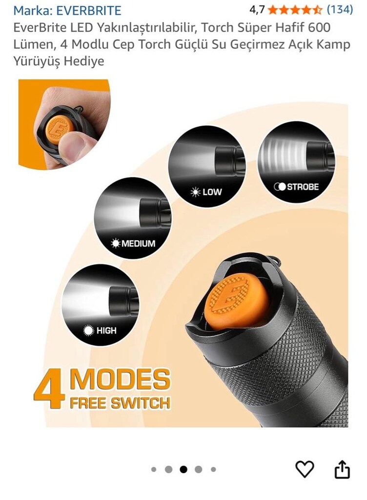 EverBrite LED Yakınlaştırılabilir, Torch Süper Hafif 600 Lümen, 4 Modl - 15