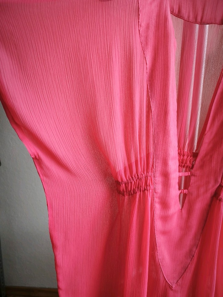 Fuşya Şifon Mini Pareo Kaftan V Yaka Lastikli L - 3