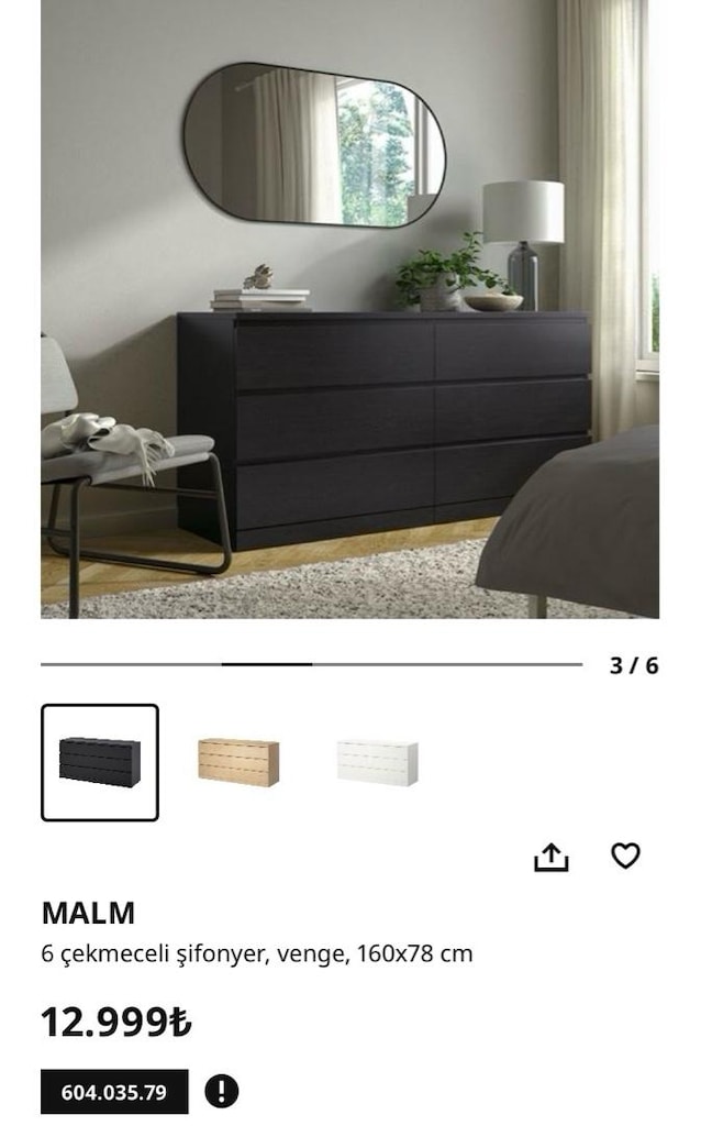 Ikea malm 6 çekmeceli şifonyer - 4