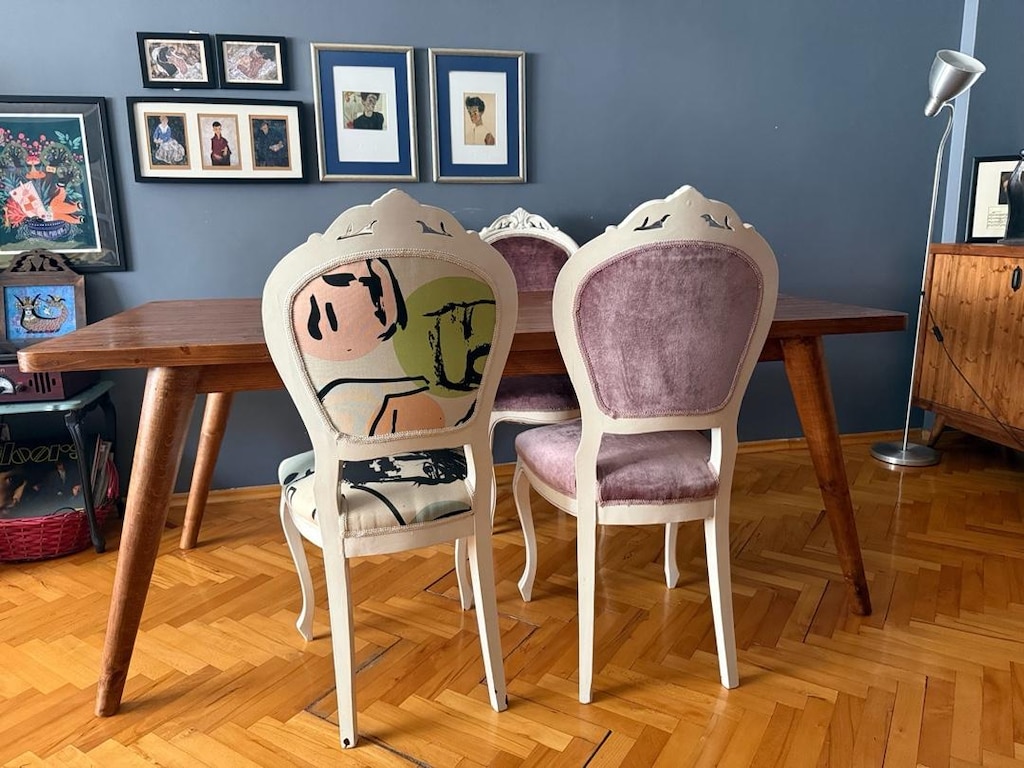 Özel Yapım Masif Ahşap Retro Salon/Yemek Odası Takımı +4 sandalye - 3