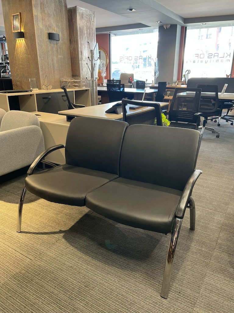 KLAS OFİS ÜSKÜDAR 120x65 WINLEX DERİ İKİLİ BEKLEME KOLTUĞU - 3