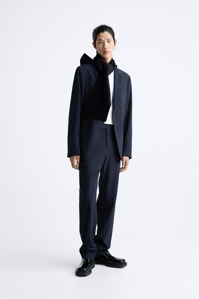zara %100 yün çok şık lacivert blazer ceket - 5