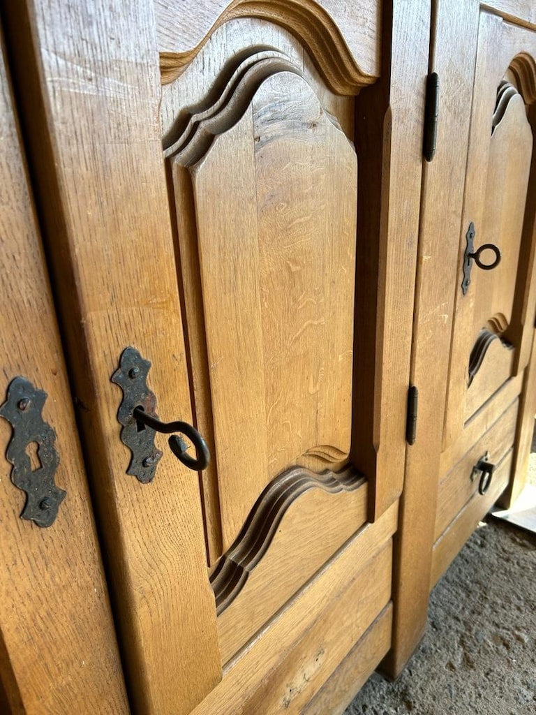 Fransız Masif Meşe Büfe 260cm Enfilade El Oyması - 5