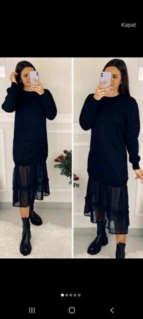 Elbıse ustu sweatshirt altı tul detaylı spor tarz çok şık 40.beden