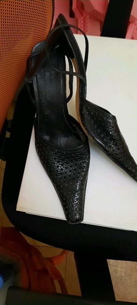 siyah deri stiletto ayakkabı - 2