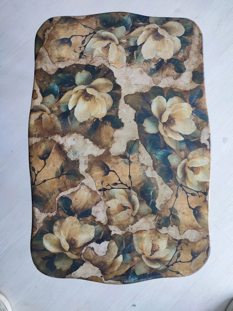 Vintage Dekupaj Mermer Orta Sehpa | El Yapımı Tasarım - 3