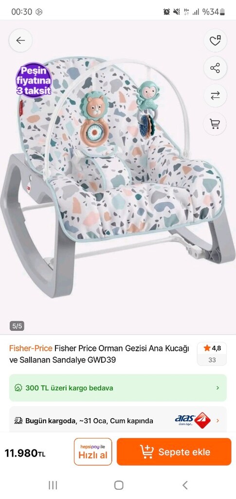 FISHER PRICE TİTREŞİMLİ ANA KUCAĞI