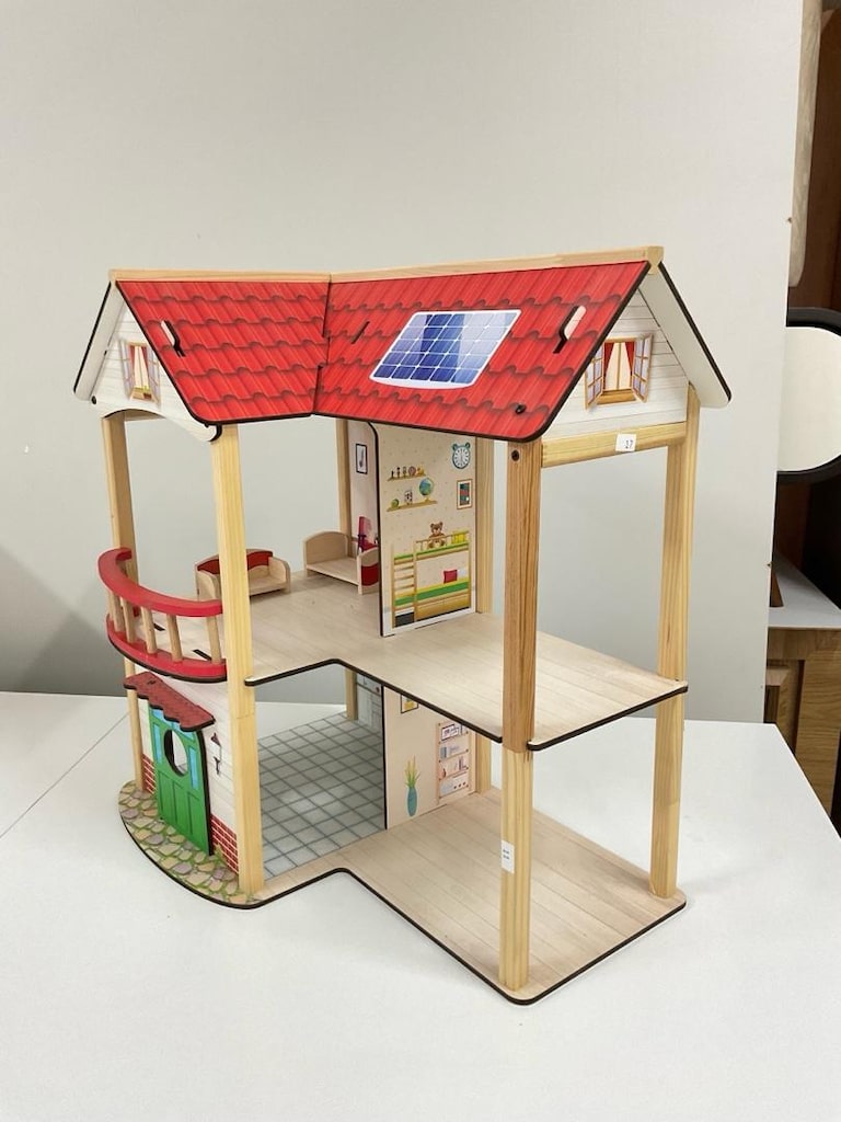 SIFIR AHŞAP TERASLI OYUNCAK BEBEK EVİ - 3