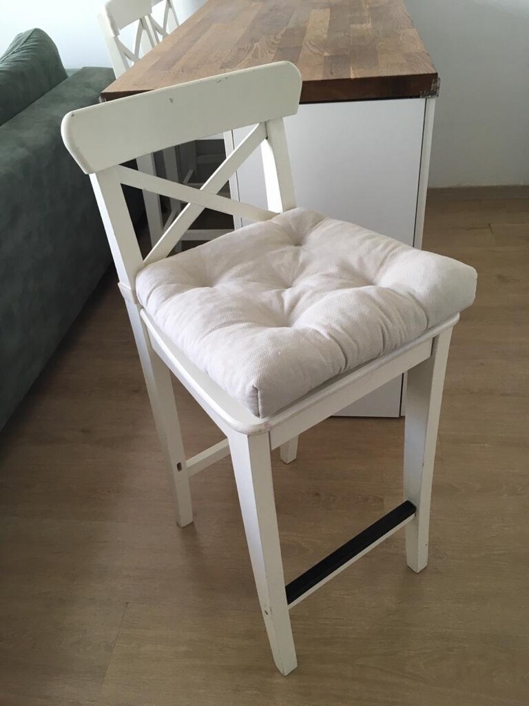 ikea bar sandalye 3adet ve ahşap mutfak adası - 3