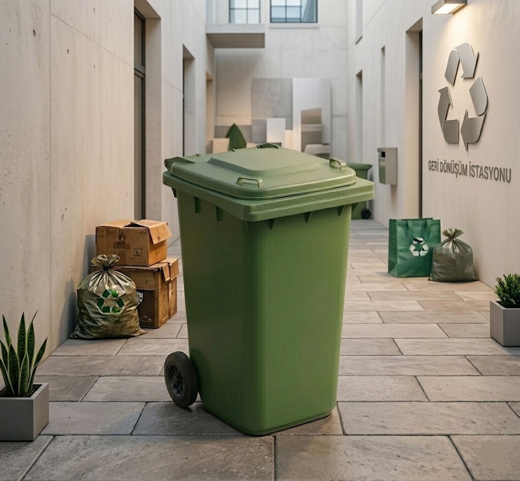 Tekerlekli Çöp Konteyneri - Bina Çöp Arabası 240 Litre - 2