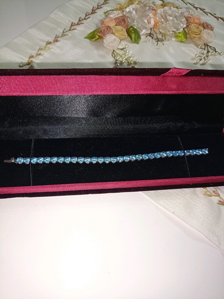 swarovski matrix tennis bileklik yuvarlak kesim mavi - 2