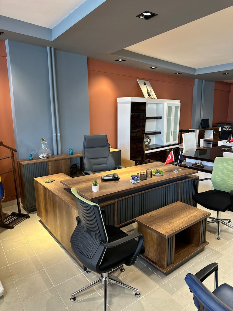 KLAS OFİS ÜSKÜDAR 180x80 cm BAROK CEVİZ MÜDÜR MASASI TAKIMI - 2