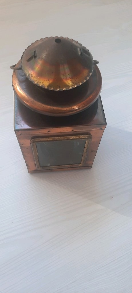 Saplı, koleksiyonluk, dekoratif, antika bakır ve pirinç yağ lambası - 15