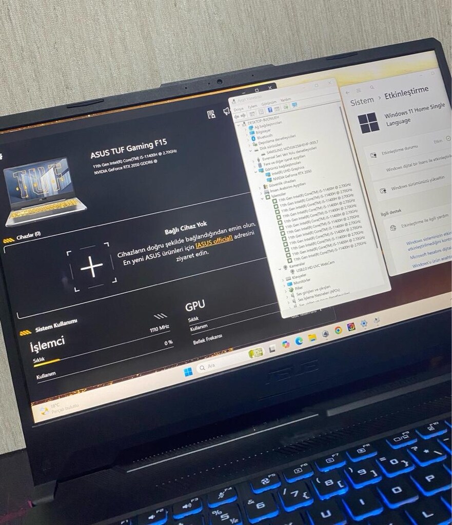 ASUS TUF-RTX 2050-144Hz-i5 11400H-16GB DDR4-BATARYALI-GAMİNG LAPTOP - 6