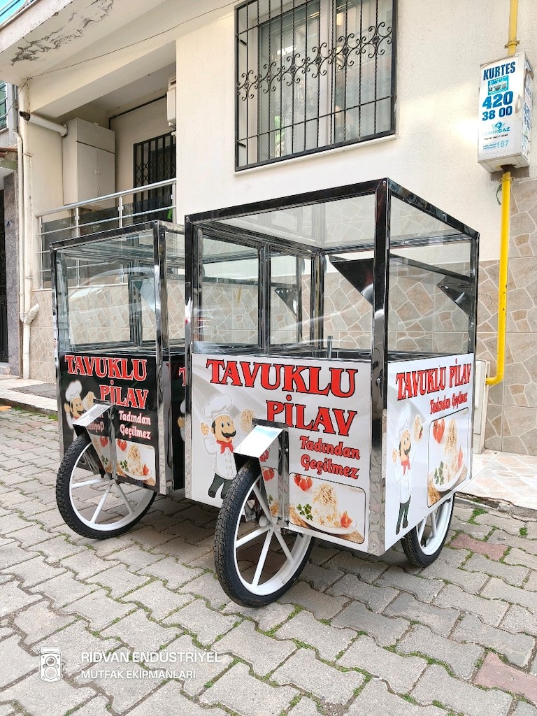 seyyar pilav arabası pilav tezgahı tavuklu nohutlu pilavcı arabası - 2