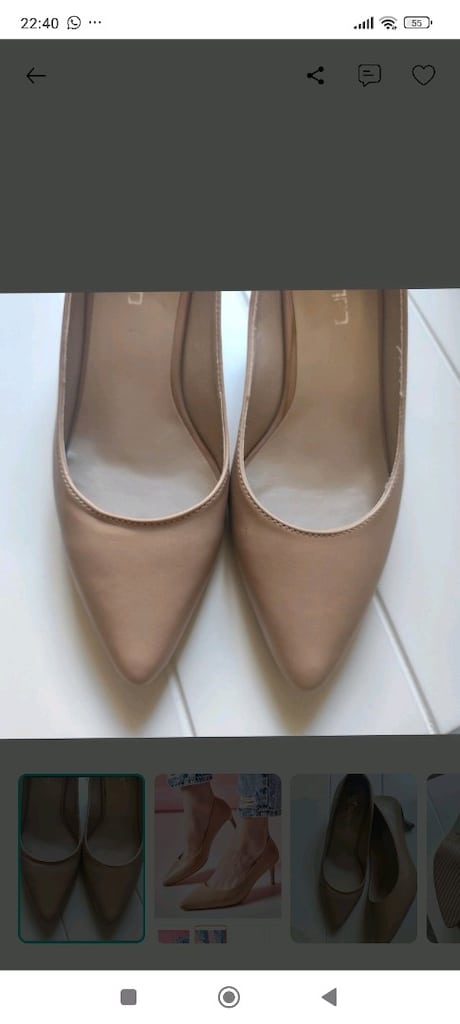 NUDE BEJ DERİ minik topuk ayakkabı 36 BUTİGO ZARA MNG İNCİ ELLE - 5