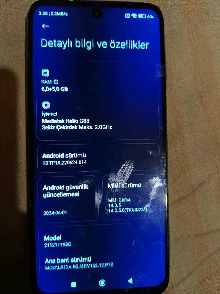 redmi 10 2022 TR 6+5/128 - 5