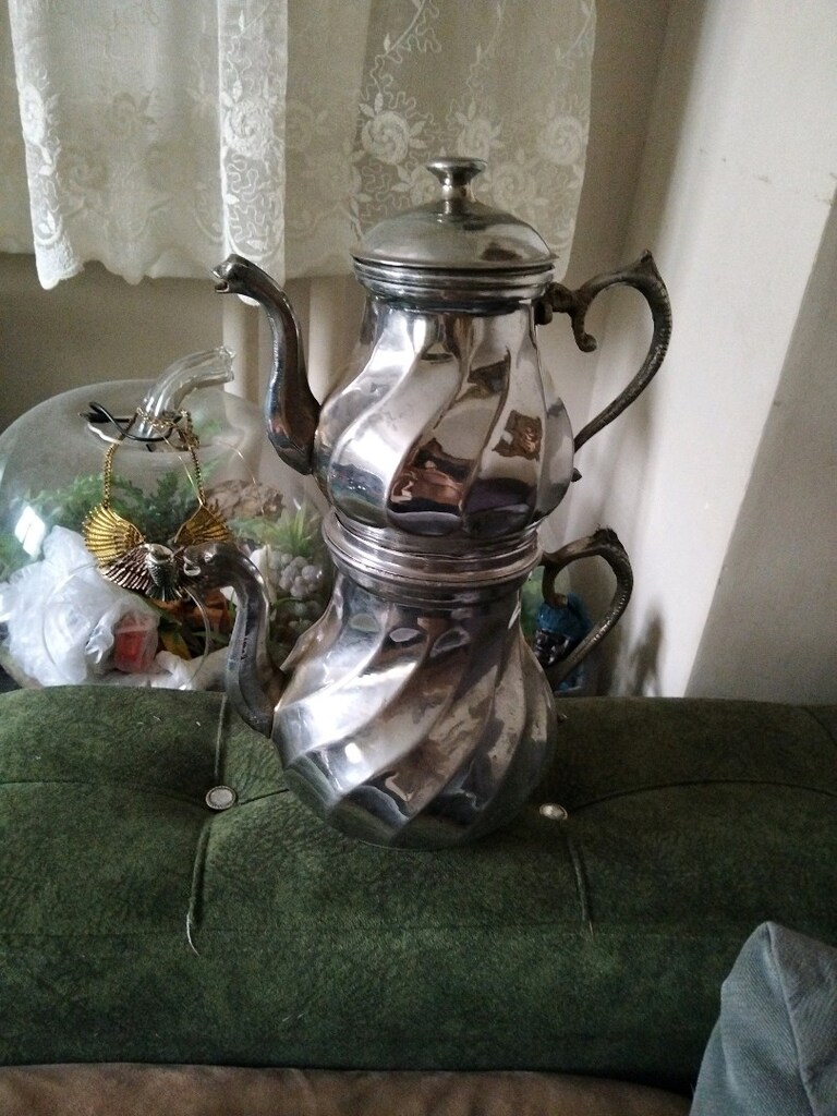 eski, dövme bakır, büyük çaydanlık - 2