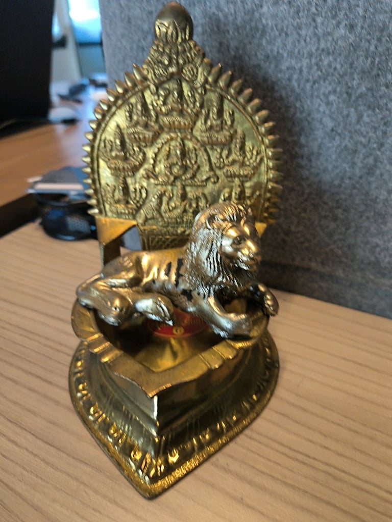 Hindistan Pirinç Hindu Puja Lambası / Dekoratif Pirinç Obje - 2