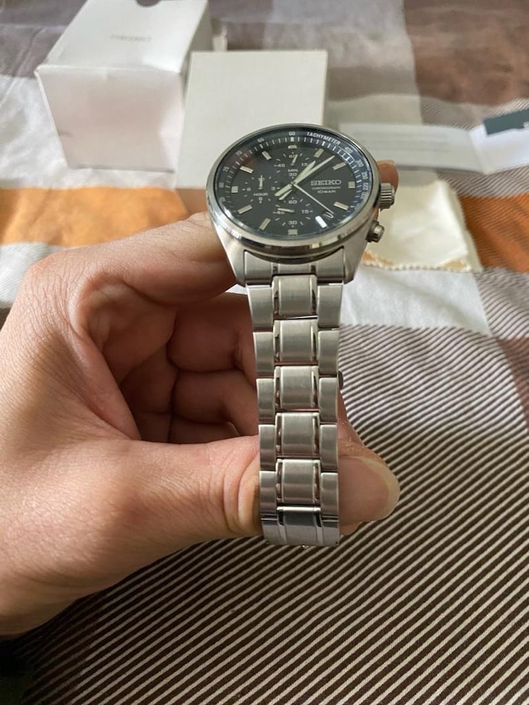 Seiko 42 mm Quartz Kronograf 10 ATM Lacivert Çelik Erkek Kol Saati - 3
