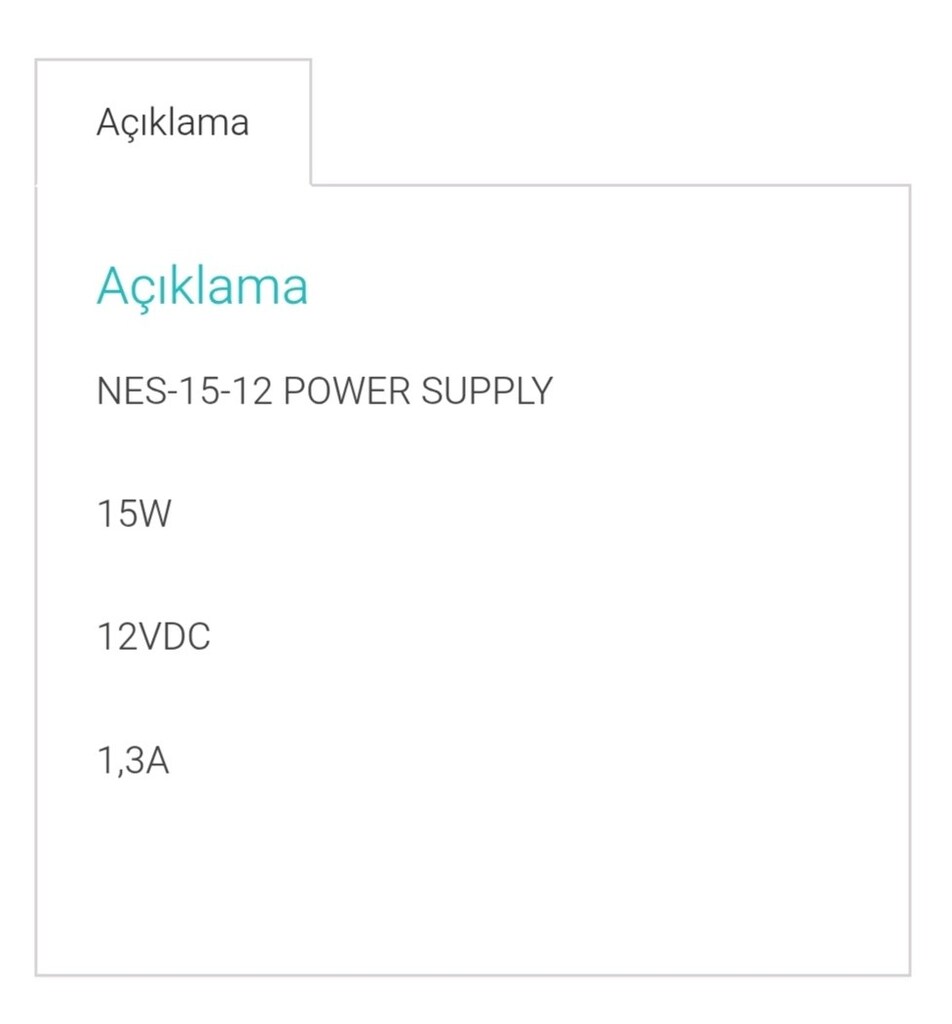 MEAN WELL NES-15-12 AC/DC 12VDC 1.3A GÜÇ KAYNAĞI - 2